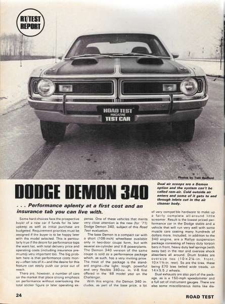1971 Dodge Demon for sale in London, Ontario (ID-120589)