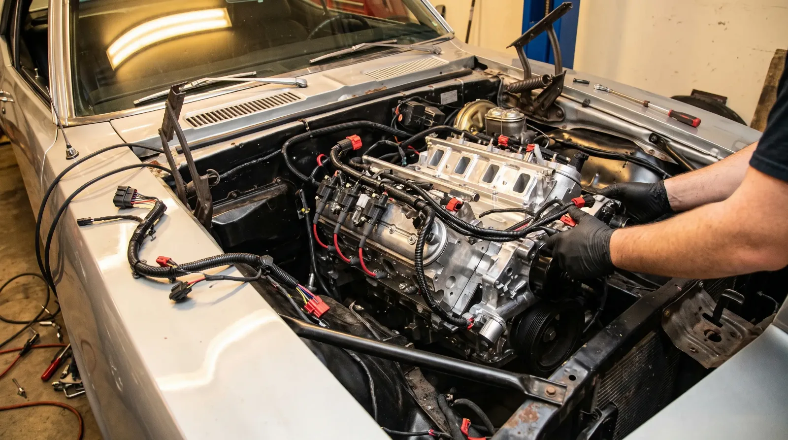 LS V8 install in a classic Camaro