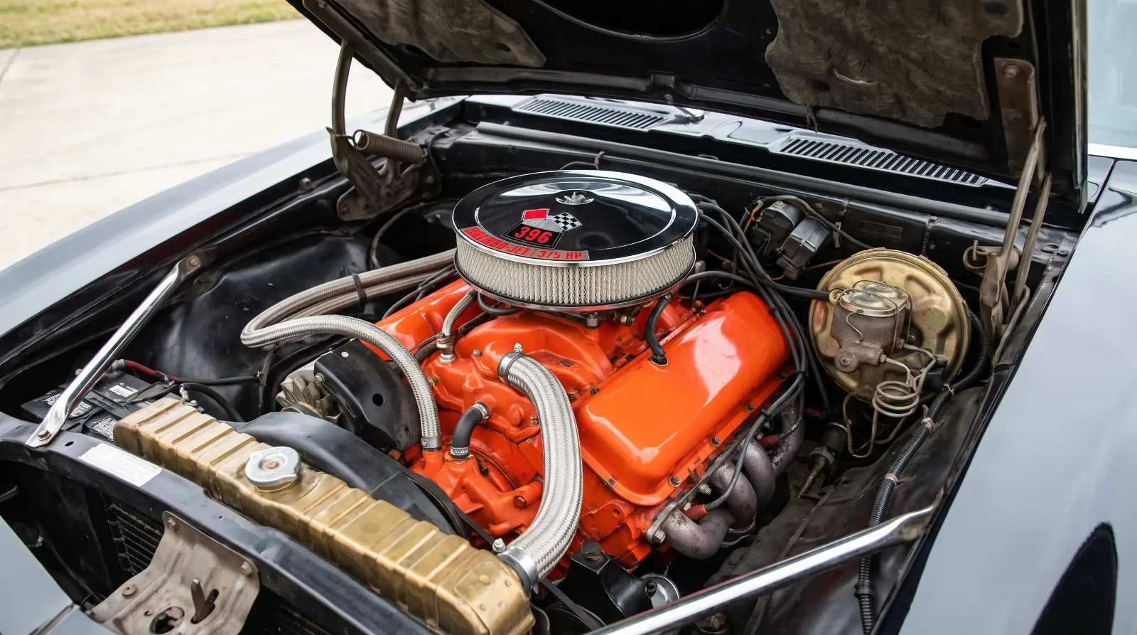 Classic Camaro SS big-block engine bay
