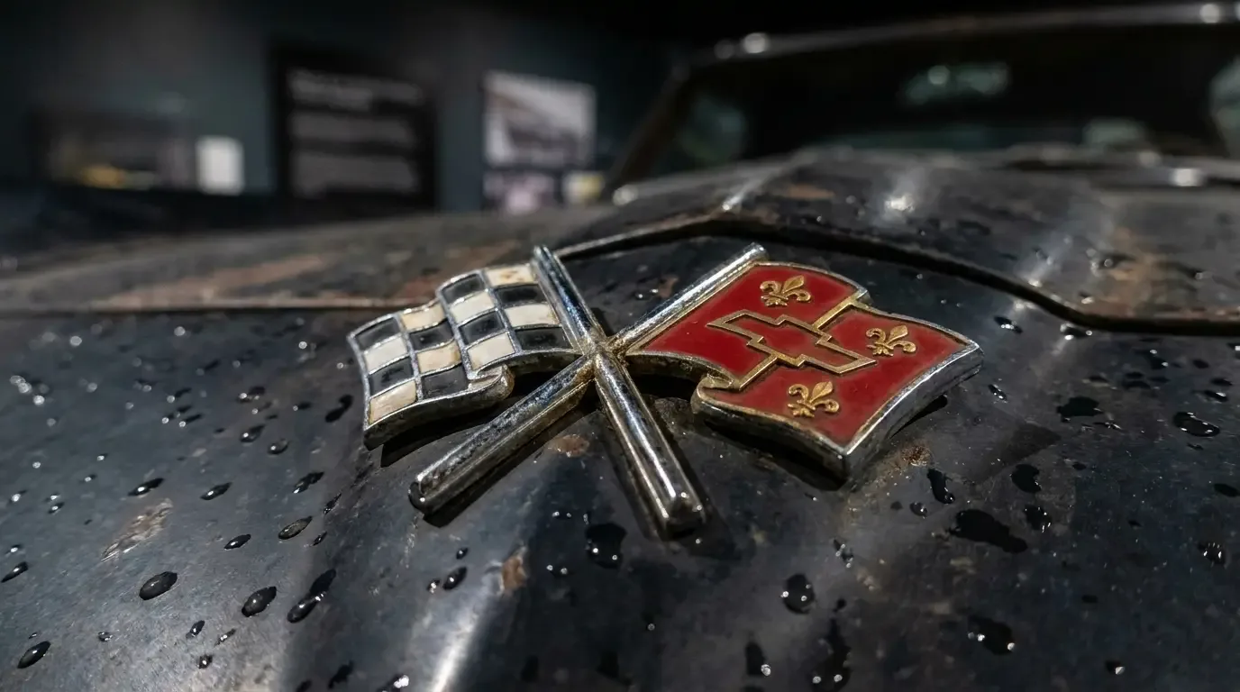 Corvette logo crossed flags evolution: seven decades of one emblem