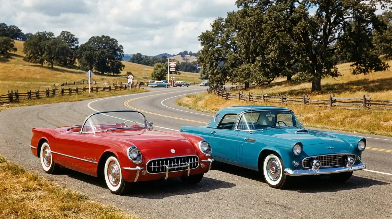 Corvette vs Thunderbird 1955: Two different answers to the American sports car question