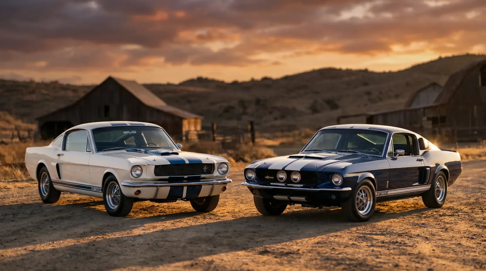 Shelby GT350 and GT500 Mustangs side by side